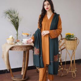 Fabric Dhanak Shutterless Neck Emb Patch
