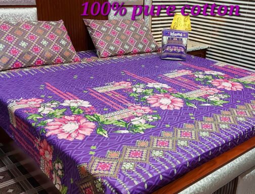 Pure Cotton Bedsheet 3 Piece 1 King Size Bedsheet (98/98 inch) 2 Pillow Cover (19/29 inch) Stuff : Pure Soft Cotton Elegant & Beautiful Gift Packaging,ideas, Gulahmad sapphire,Night etc 100% Guaranted Stuff
