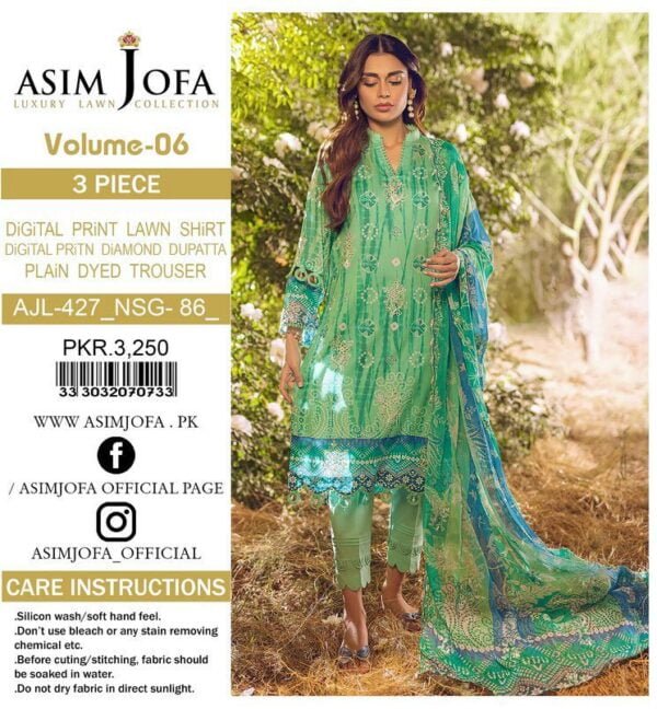 asim jofa dresses Vol’23 LAWN 3PC 2023- D6 oyeji
