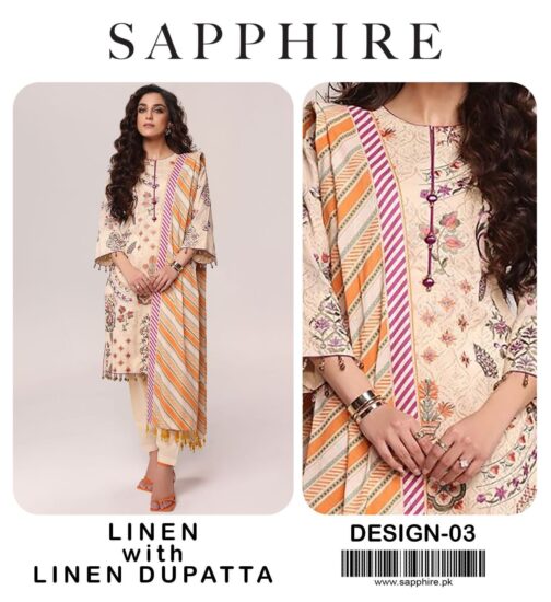 sapphire 2023 linen with linen Dupatta