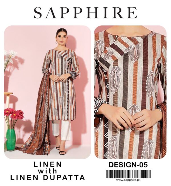 sapphire sale today Linen 3pc With Dupatta