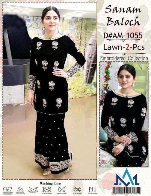 best embroidery sanam baloch Lawn Dress 2 pc 