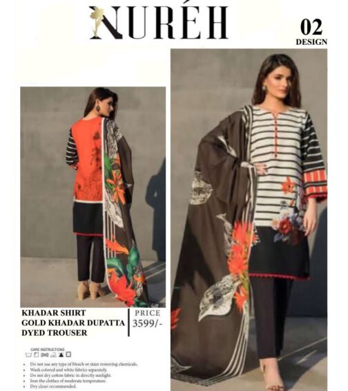 nureh clothing vol ’23 Slub Khaddar 3piece 2023