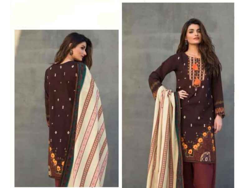 Nureh collection vol ’23 slub khaddar 3piece 2023