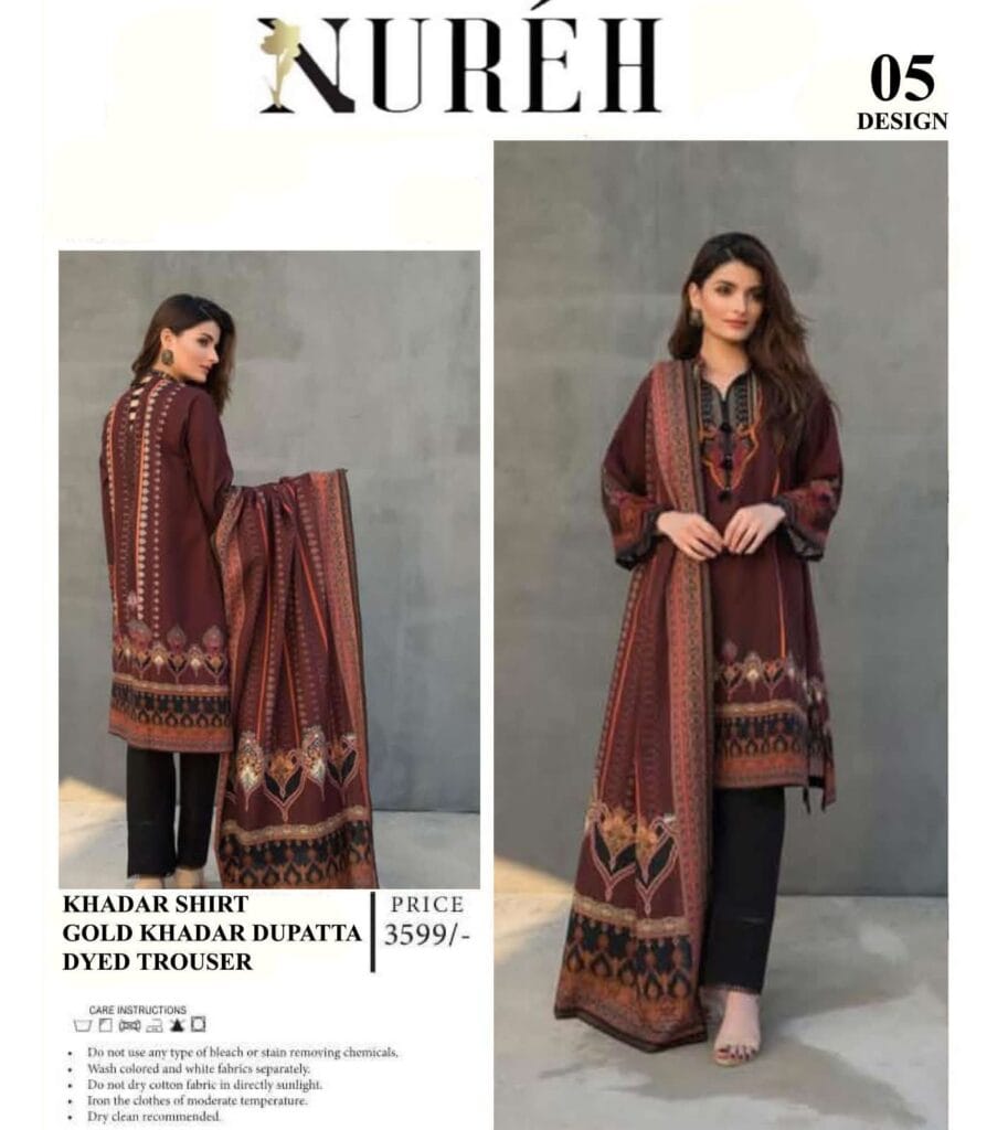 Nureh official vol ’23 slub khaddar 3piece 2023
