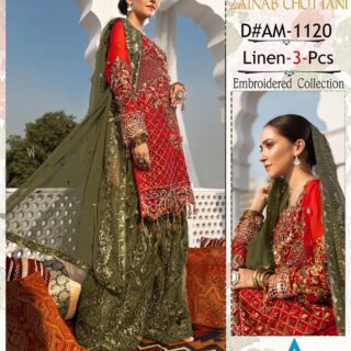 sale off Zainab Chotani Linen embroidery 3 Piece