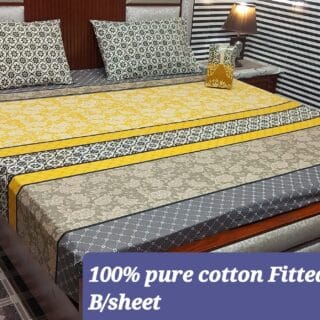 stiched pure cotton fitted bedsheet king size