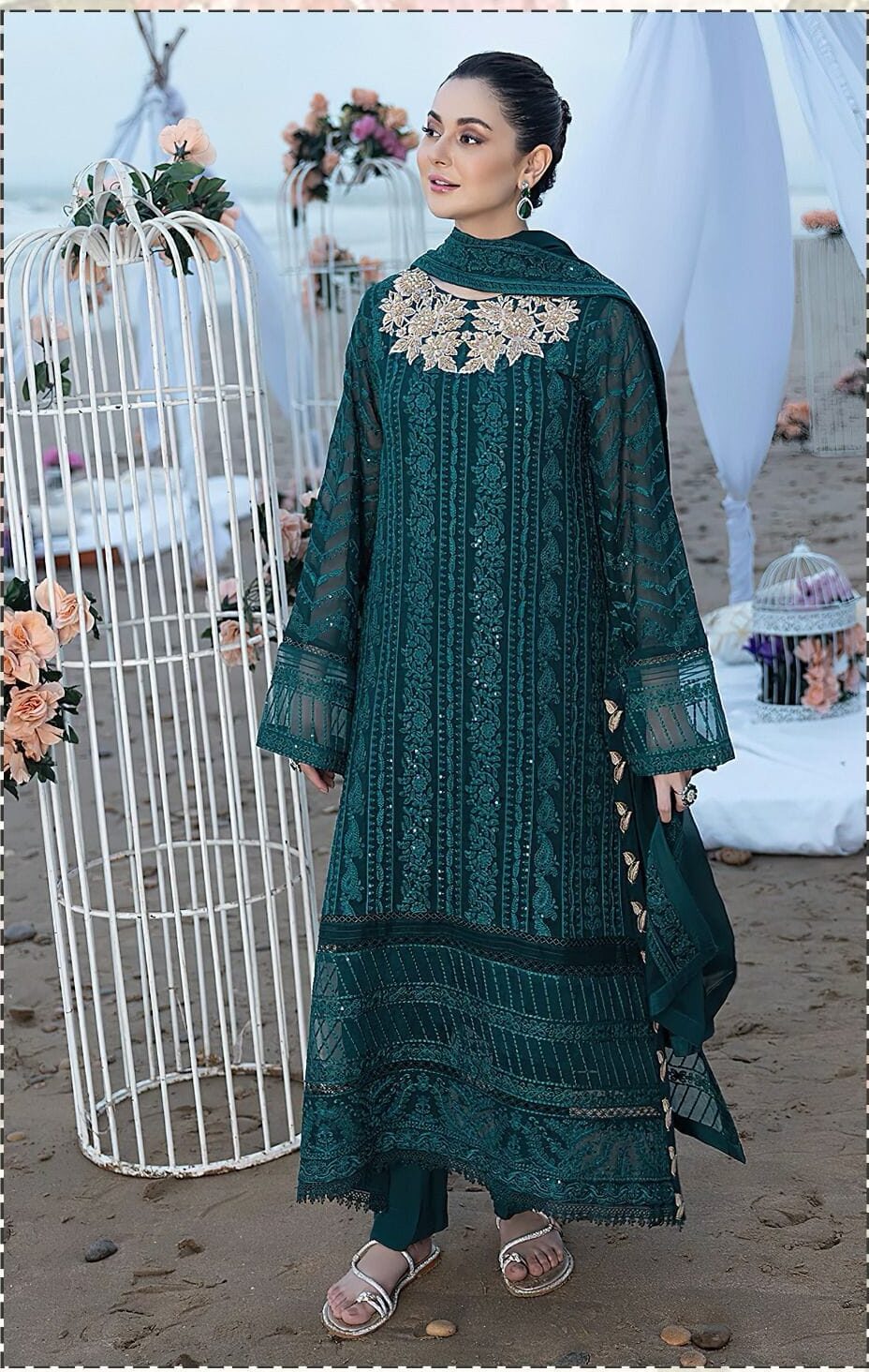 Azure clothing 90/88 airjet lawn suit (code 1273) | bamber chiffon dupatta - oye ji Azure clothing luxury 90/88 airjet lawn suit with heavy sequence embroidery and bamber chiffon dupatta