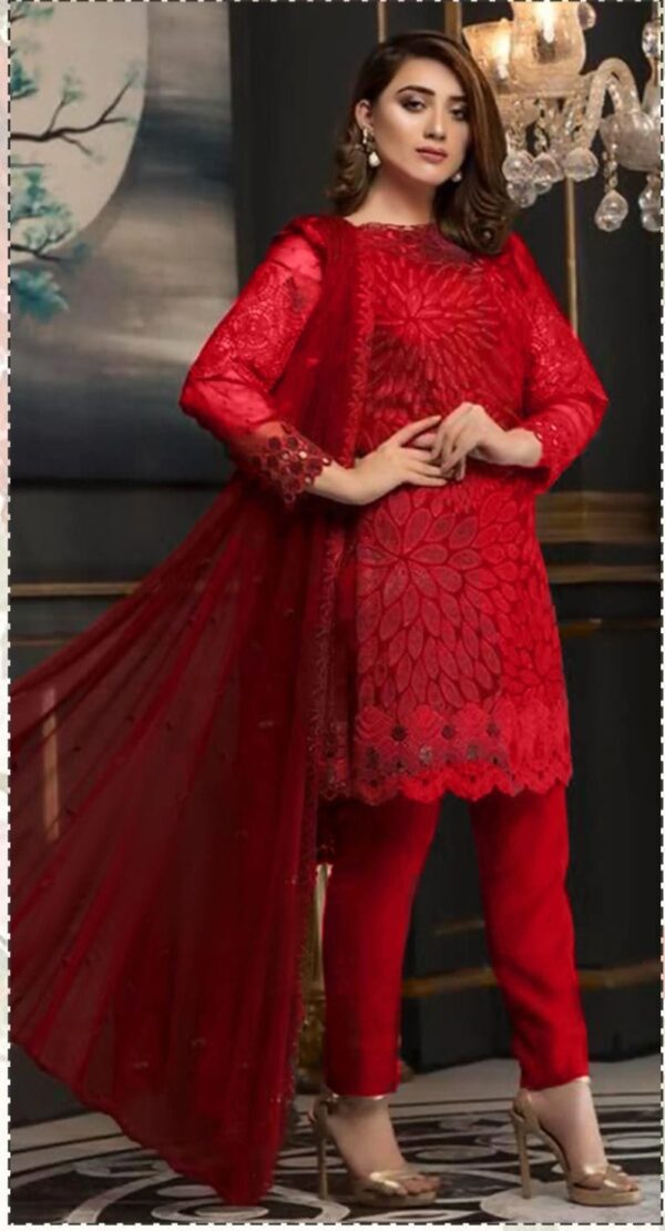 Lavish luxury 90/88 airjet lawn suit with heavy sequence embroidery and organza cutwork dupatta