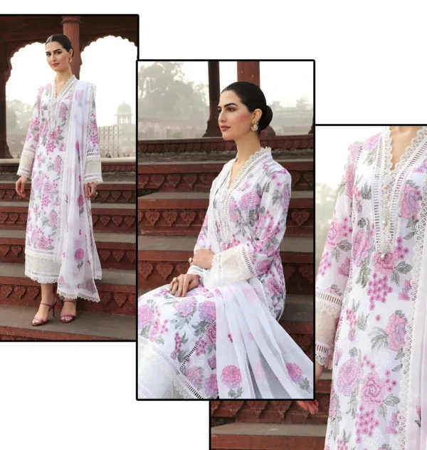Bareeze Sale Lawn Full Heavy Embroidered Unstitched 3 Piece Suit Layout