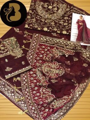 embroidered maria b saree