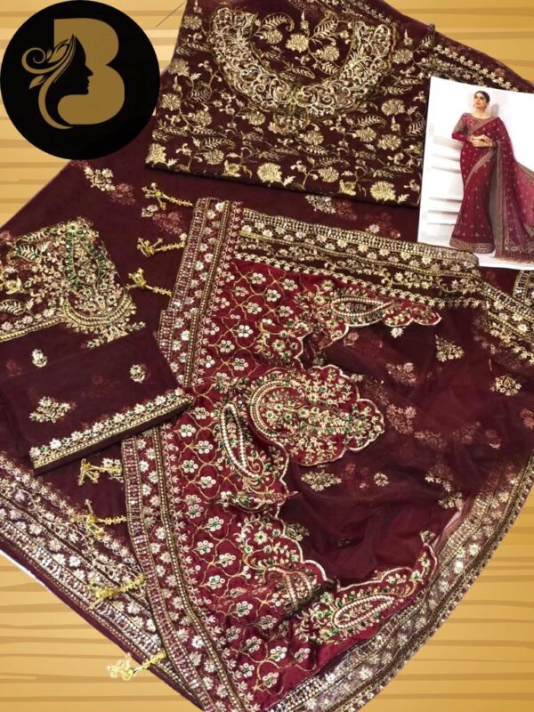 Embroidered maria b saree