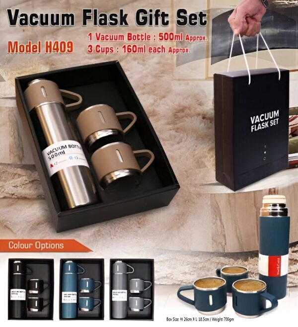 Vacuum flask set with 3 extra 160ml