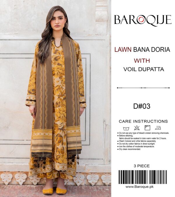 Baroque lawn bana doria with voi dupatta d3 - image 2