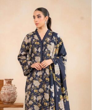 Baroque lawn Bana Doria With Voi Dupatta D4