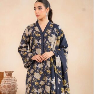 Baroque lawn Bana Doria With Voi Dupatta D4