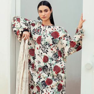 Baroque lawn Bana Doria With Voi Dupatta D6