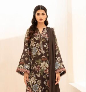 Baroque lawn Bana Doria With Voil Dupatta D7