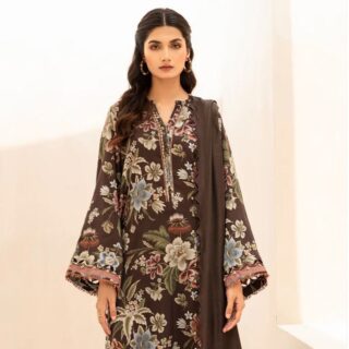 Baroque lawn Bana Doria With Voil Dupatta D7