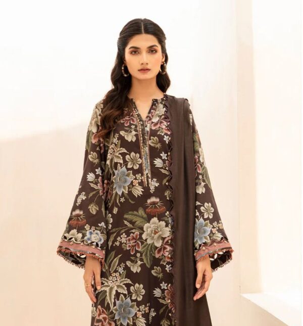 Baroque lawn bana doria with voil dupatta d7