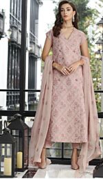 bareeze online unstitched summer collection 3 piece heavy embroidered lawn suit front view