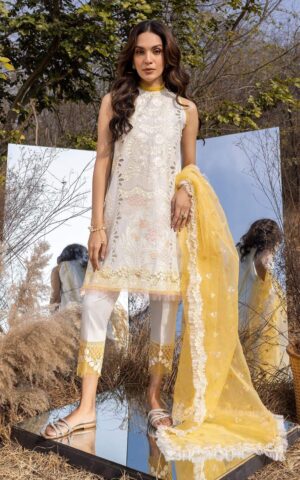 embroidered dress laser cut unstitched 3pc by Asifa Nabeel