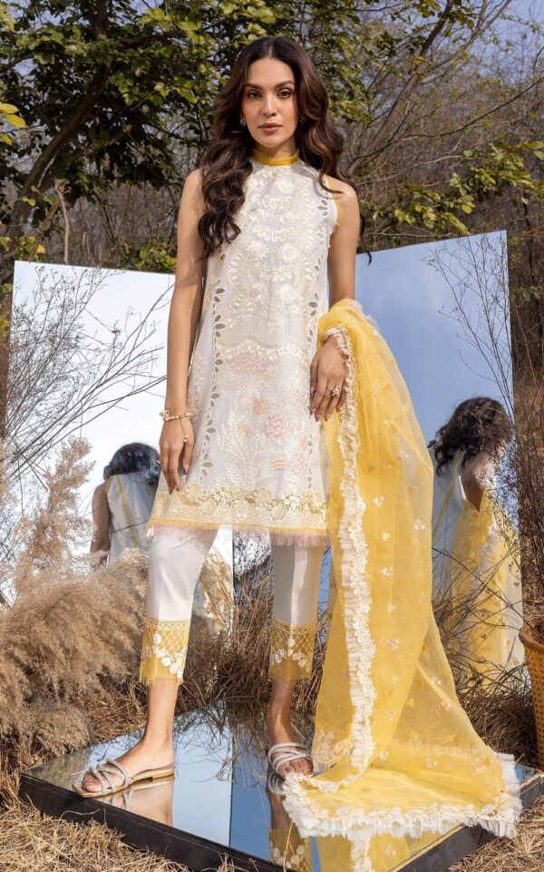 embroidered dress laser cut unstitched 3pc by Asifa Nabeel