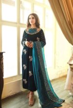 embroidered velvet suit set for women 2025