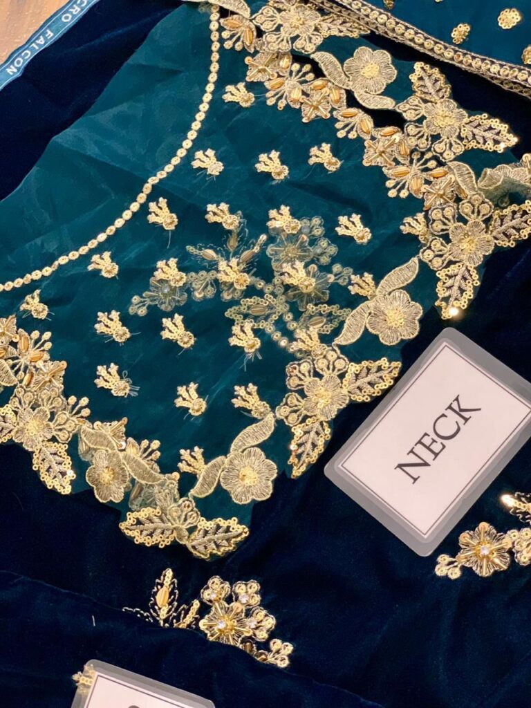 Velvet embroidered dress