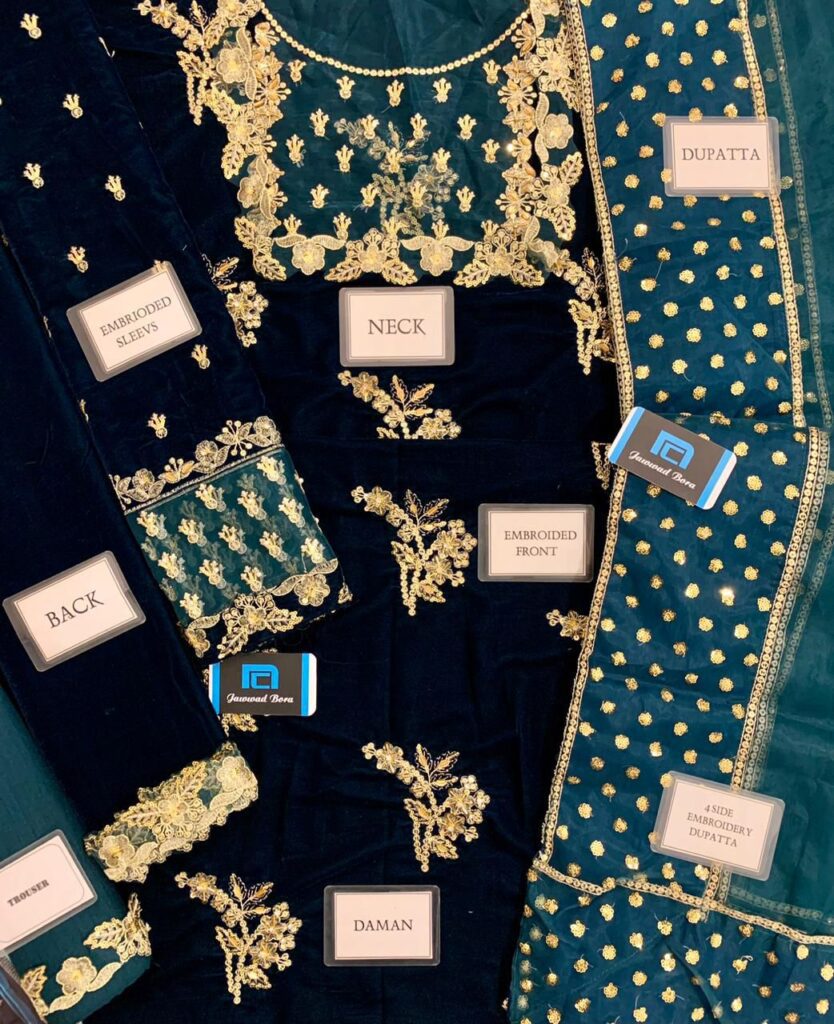 Velvet embroidered dress design