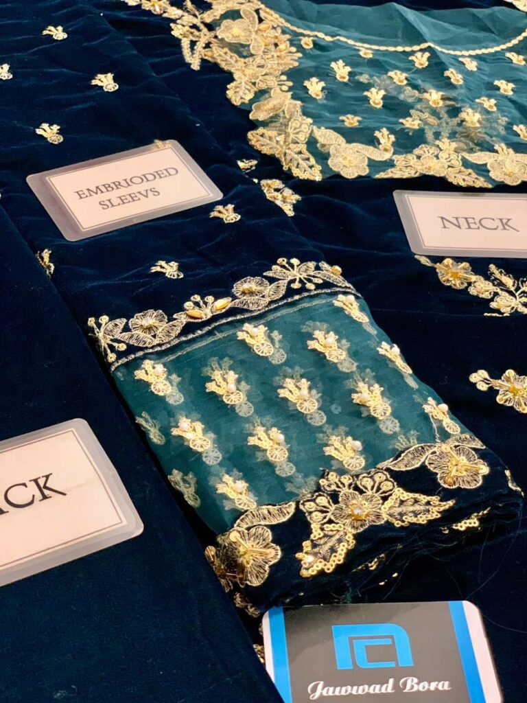 Velvet embroidery dresses in pakistan