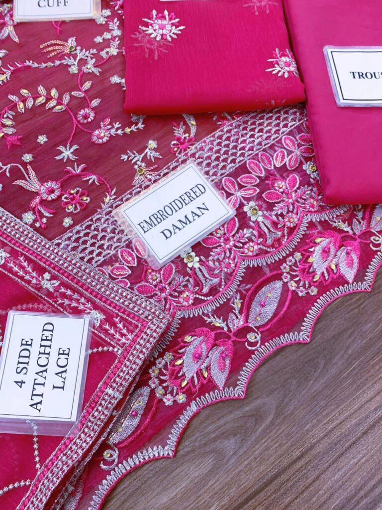 Sahane heavy embroidered chiffon front embellished - oye ji