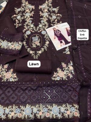 Lawn with Chiffon embroidered Dupatta