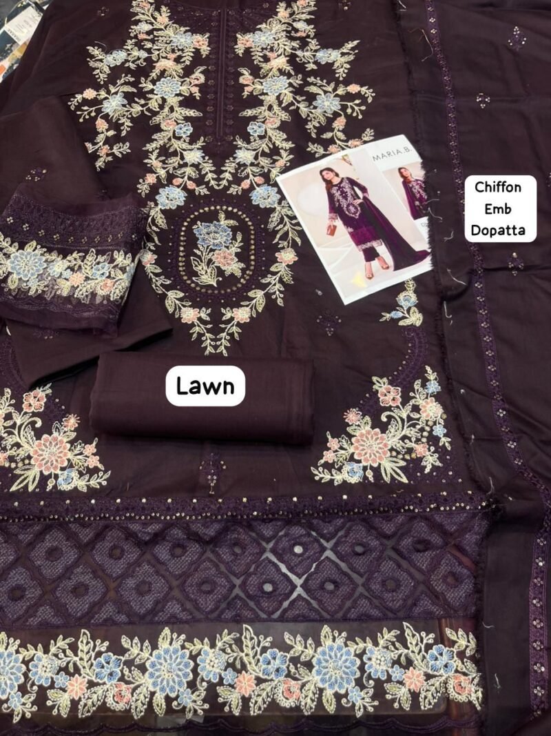 Lawn with Chiffon embroidered Dupatta