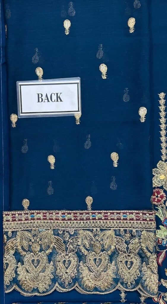 Emaan Adeel New Collection Luxury Unstitched Chiffon 3 Pc Suit 4 Emaan Adeel New Collection Semi Pure Chiffon Embroidered Back Panel