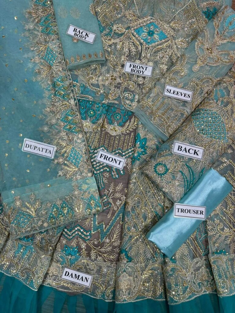 ahmed sultan Luxury Net Sequence Work Frock With Satin Silk Trouser 1 ahmed sultan open fabric real view mint green net sequence frock satin silk trouser oYe Ji