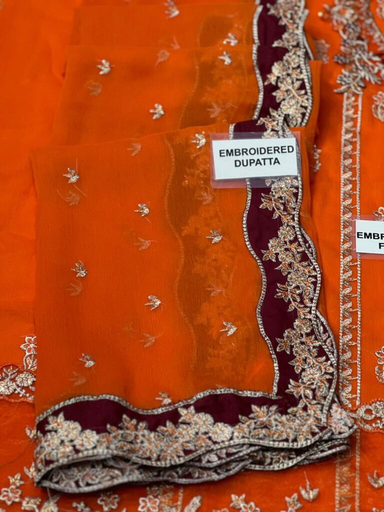 Azure Clothing Sale - Luxury Chiffon Embroidered 3 Piece Suit 2 Azure clothing sale embroidered chiffon dupatta with maroon four side border lace oYe Ji
