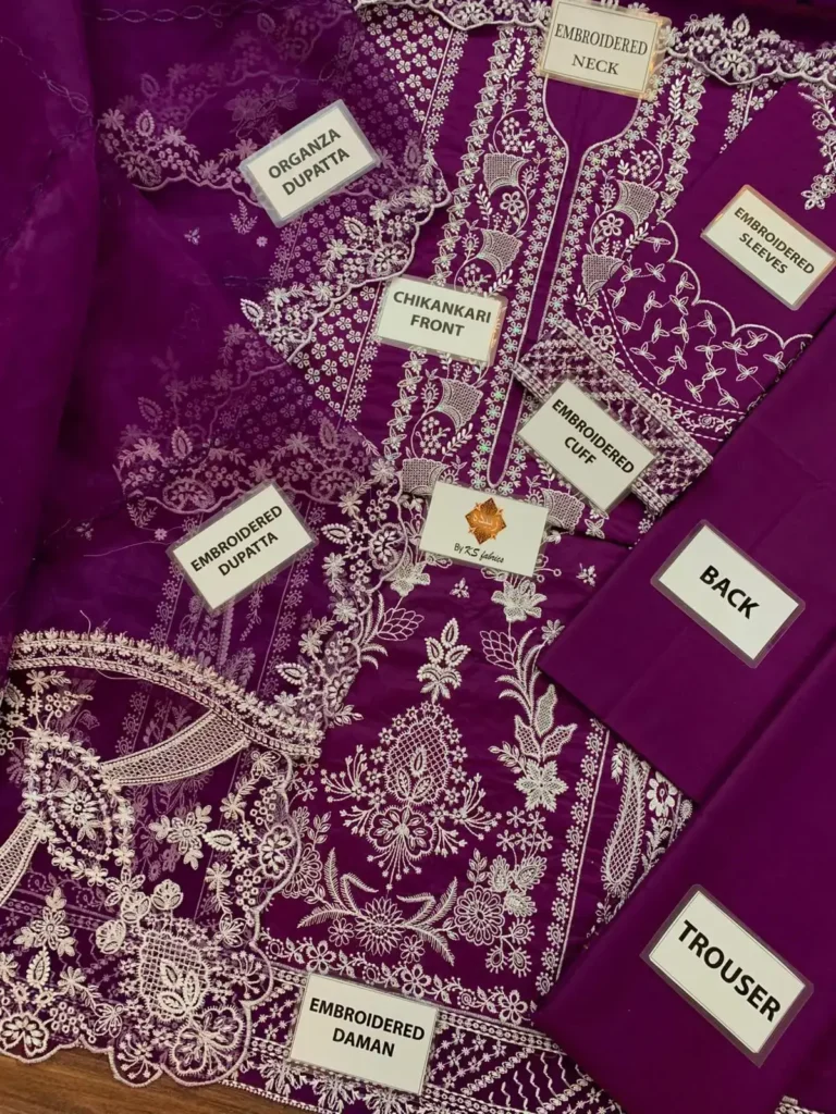 Crimson Chicken Kari Suit Luxury Heavy Embroidered 3Pcs – Cotton Edition 3 crimson chicken kari suit unstitched 3 piece shirt trouser dupatta patches