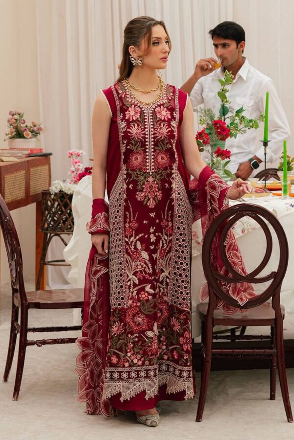 mahnur pk luxury heavy embroidered chickenkari cotton suit