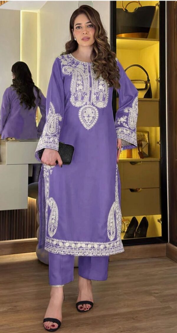 Marina clothing summer collection 2026 code 6266 lavender heavy embroidered 3 piece lawn suit