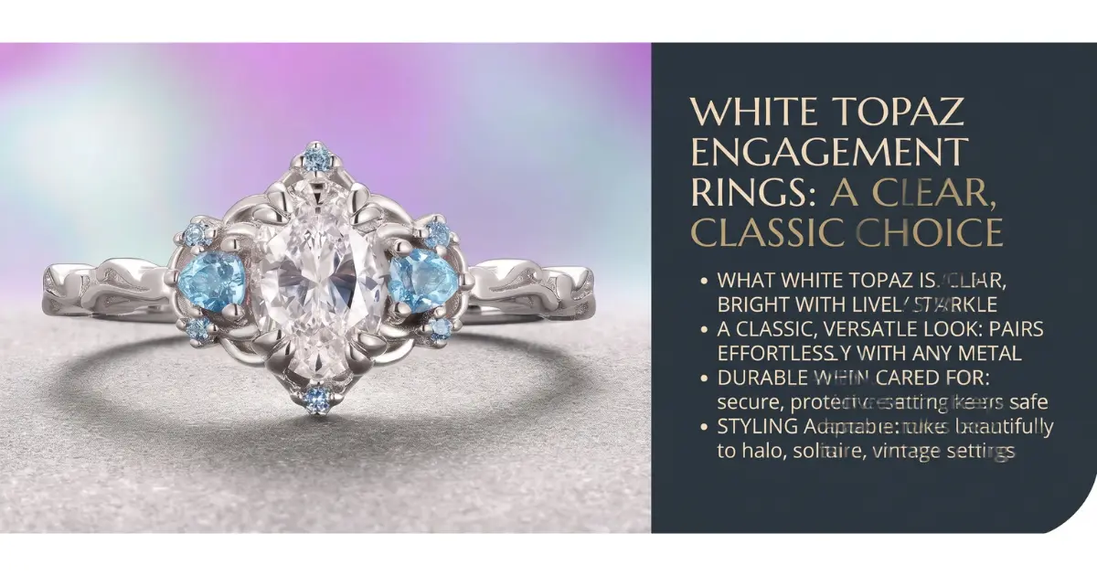 White topaz engagement rings guide and classic choice