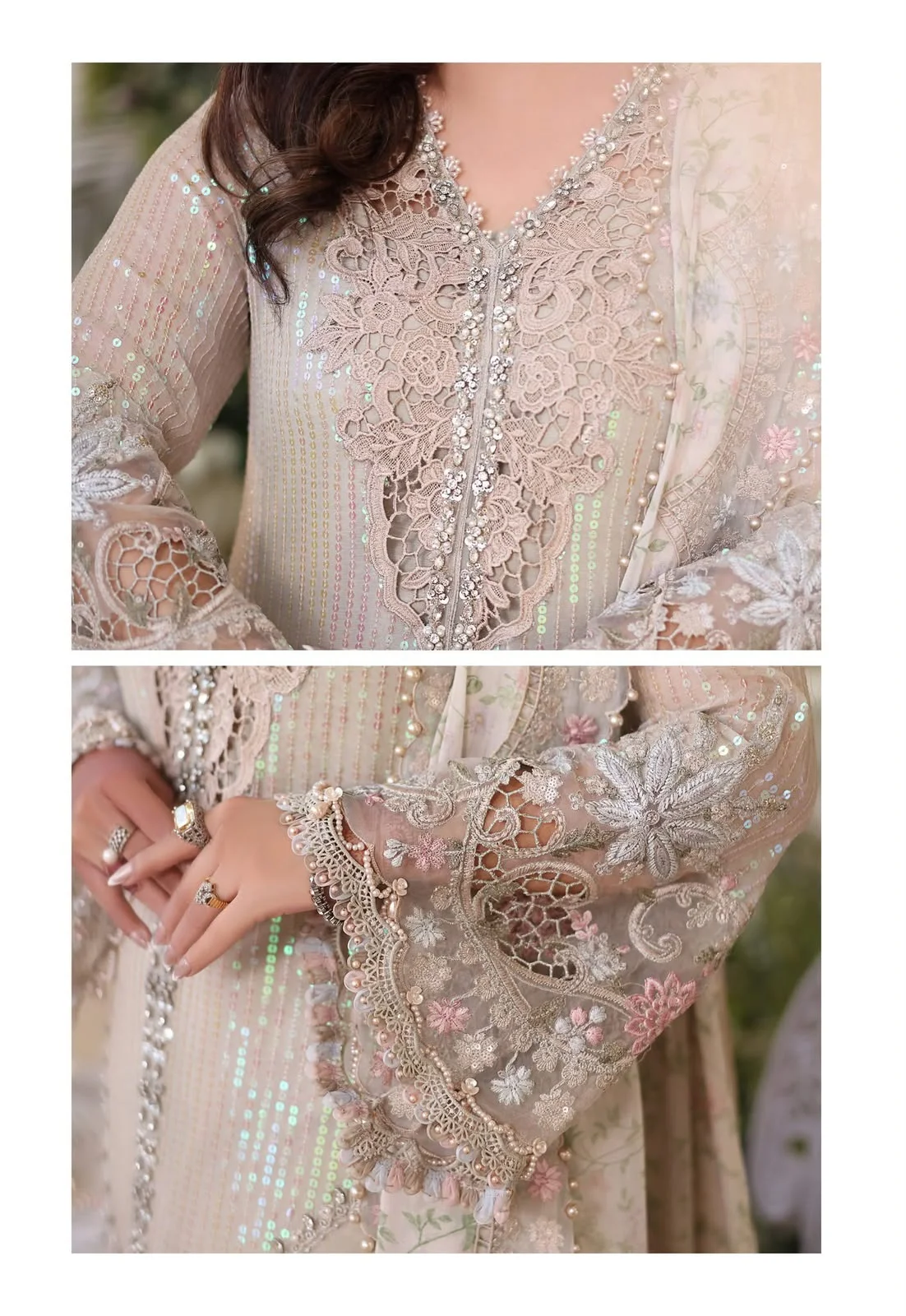 Maria b new collection winter chiffon embroidered unstitched - oye ji Chiffon winter suit emb 2 view